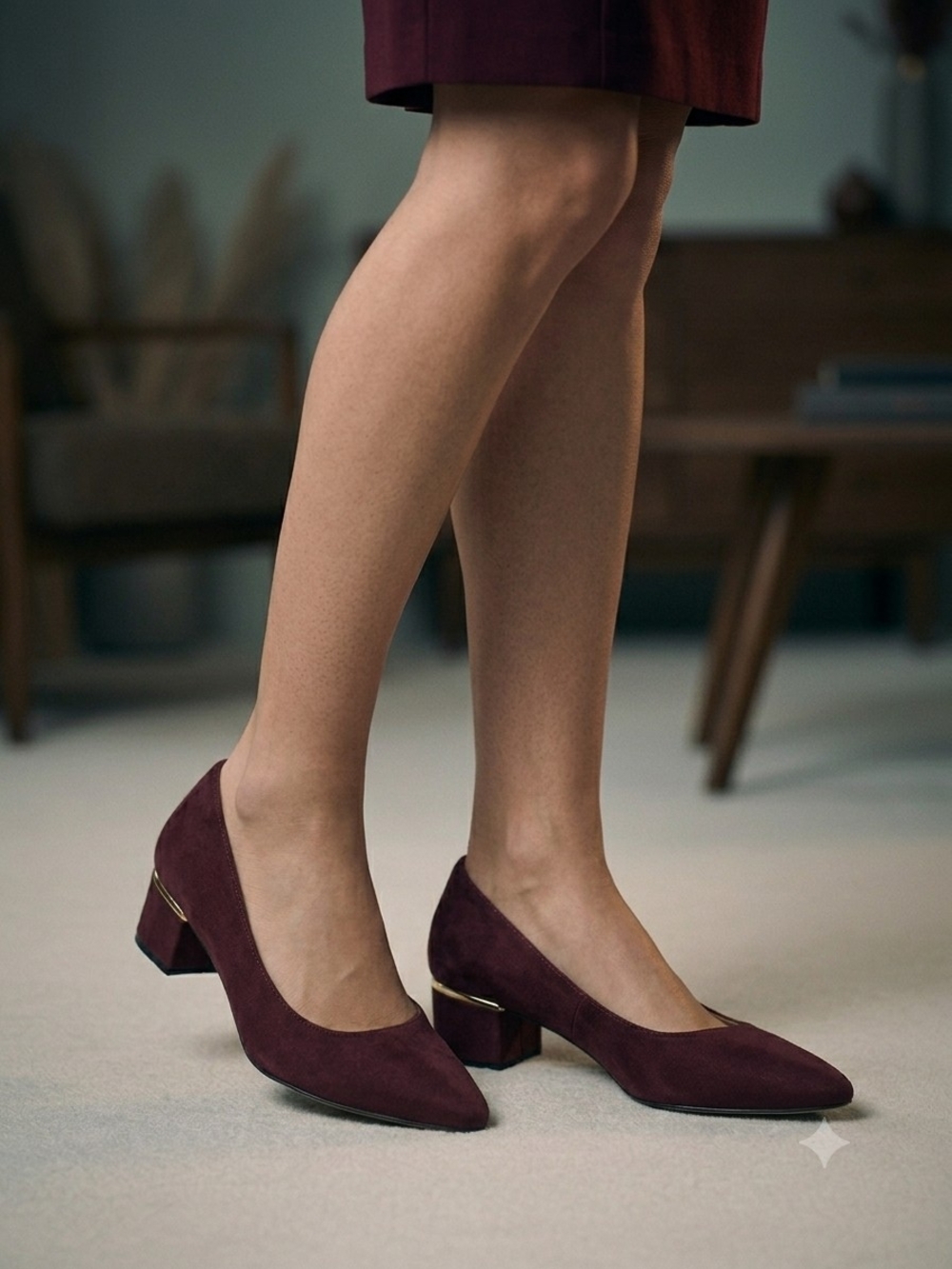 Ann Taylor Factory Women's Burgundy Textile Pointed Toe Block Heel Pumps 8